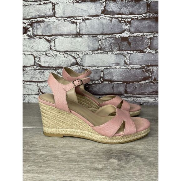 STUART WEITZMAN Mirela II Pink Canvas Espadrille Wedge Sandals Women 9.5B US/40 - Picture 14 of 16